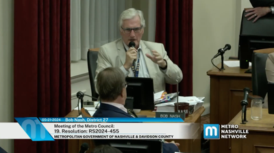 Councilmember Bob Nash addresses the Metro Council, May 21, 2024
