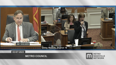 Councilmember Ginny Welsch addresses the Metro Council, March 7, 2023