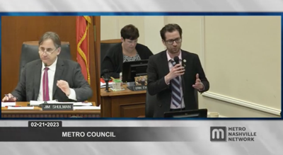 Councilmember Sean Parker addresses the Metro Council, Feb. 21, 2023