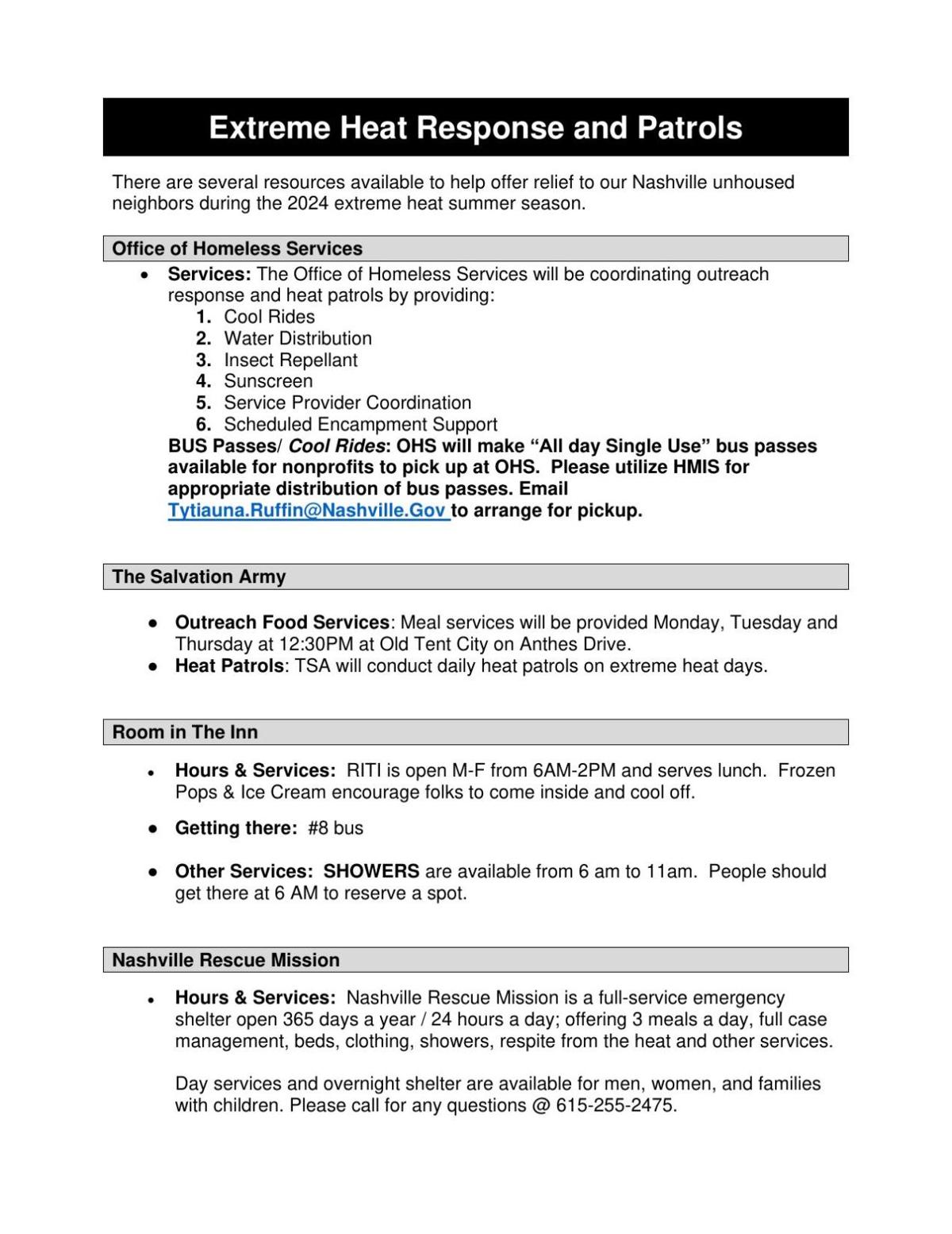 Extreme Heat Response and Patrols