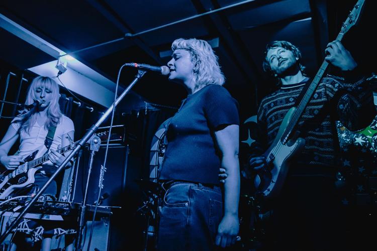 Color photo of Nashville experimental electronic rock band Total Wife performing at Drkmttr during the second annual 615 Indie Live celebration of Nashville independent music venues in February 2026.