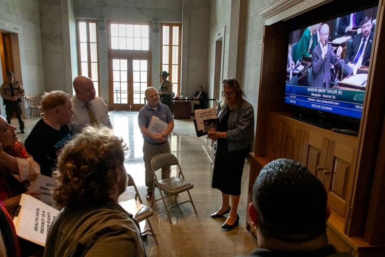LGBTQ advocates watch as SB 676 passes in the state Senate, April 13, 2026