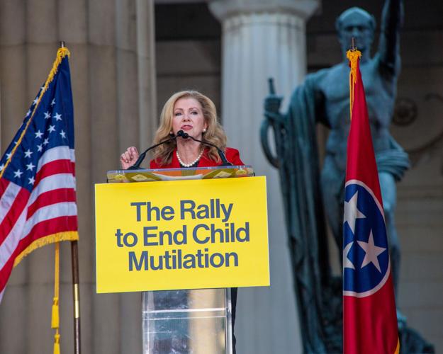 Sen. Marsha Blackburn rallies against transgender health care, Oct. 21, 2022