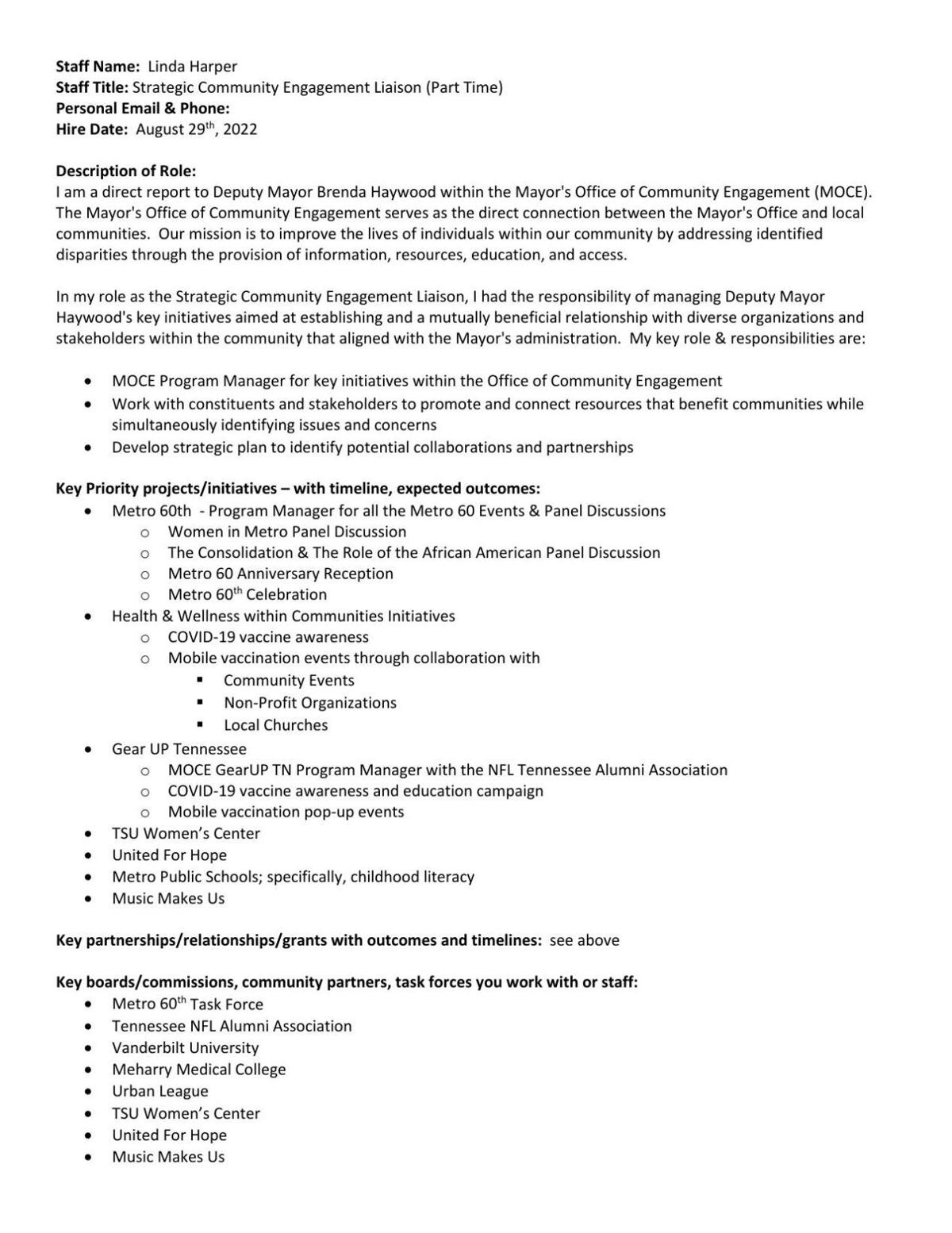 Transition memos