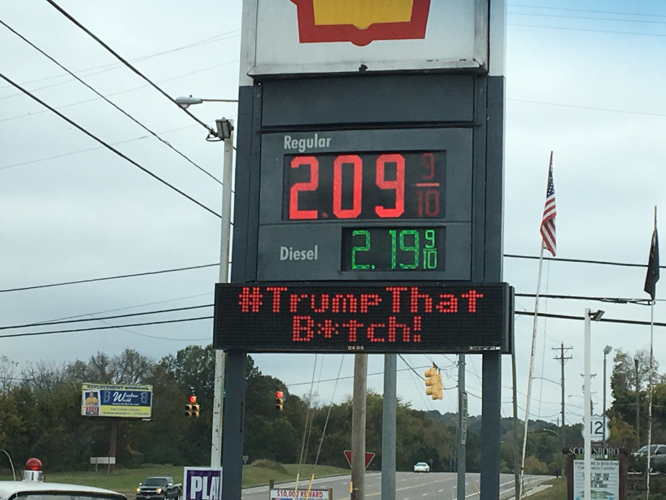 Gas Station Jokes About Donald Trump Grabbing Women