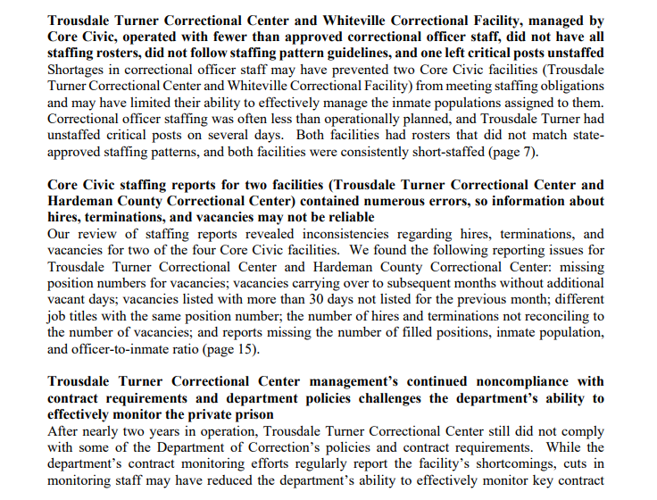 State Audit Highlights Staffing Shortages and Other Failures at CoreCivic Prisons