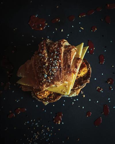 Yellow & Lavender breakfast sandwich