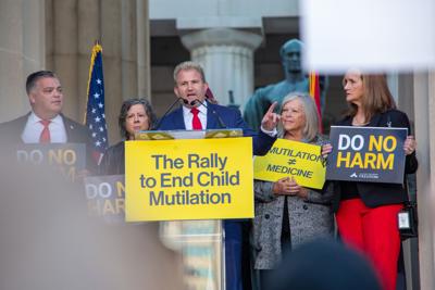 William Lamberth and other state leaders rally against transgender health care, Oct. 21, 2022