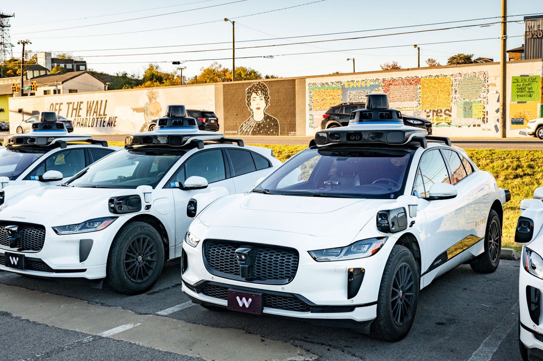 Waymos parked in Nashville