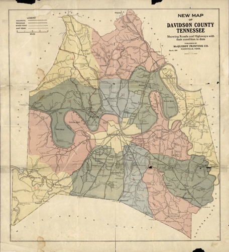 Colorful map of Davidson County published in 1926