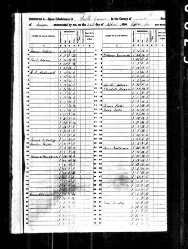 A page from the 1850 slave census showing Rep. John Rose's ancestors