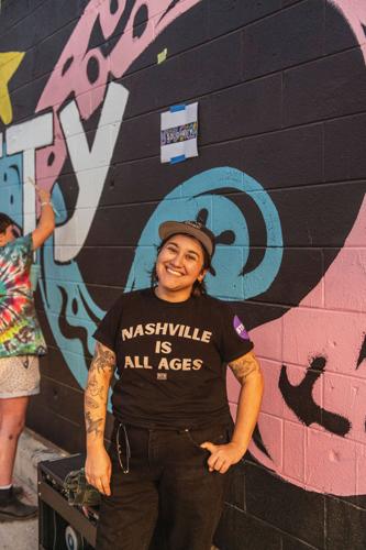 Drkmttr co-owner Olive Scibelli photographed during Drkmttr Fest in 2024