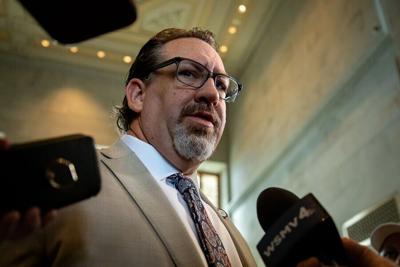 Jeremy Faison answering questions from reporters