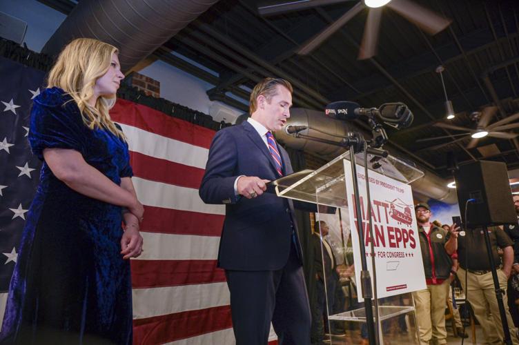 Matt Van Epps speaks at his primary election night watch party