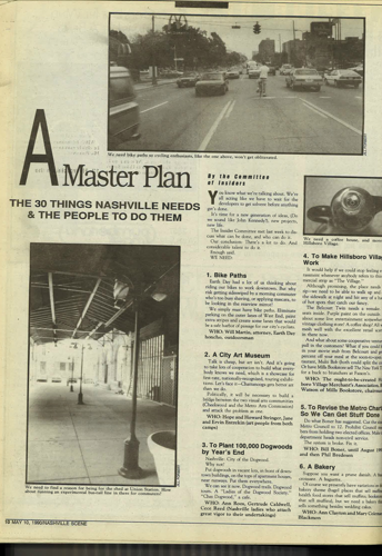 About that 1990 list of 30 things Nashville needs — did we get them?