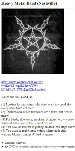 A Song for Craig: Lurking in the Craigslist 'Musicians' Community [Just Plain Weird]