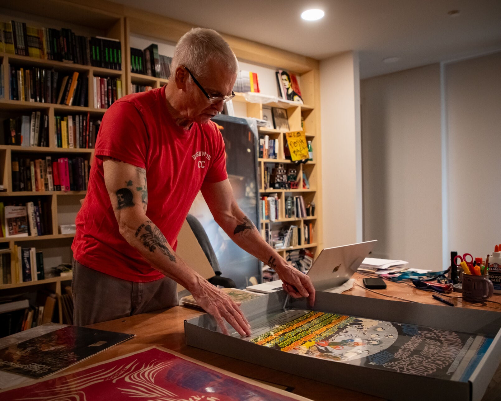 Henry Rollins among his archives at home in Nashville, Oct. 5, 2026