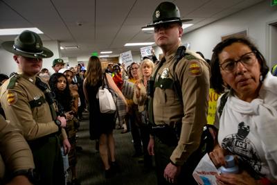Protesters demonstrate at the Capitol in opposition of House Bill 793, March 4, 2026