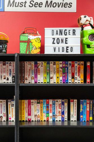 VHS tapes on the shelf at Danger Zone