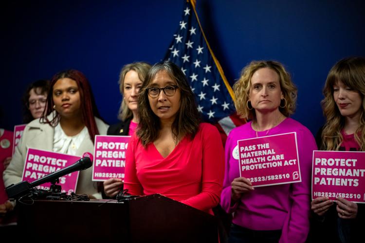 Tennessee Advocates for Planned Parenthood executive director Francie Hunt speaks at a press conference in the Cordell Hull Building, Feb. 24, 2026