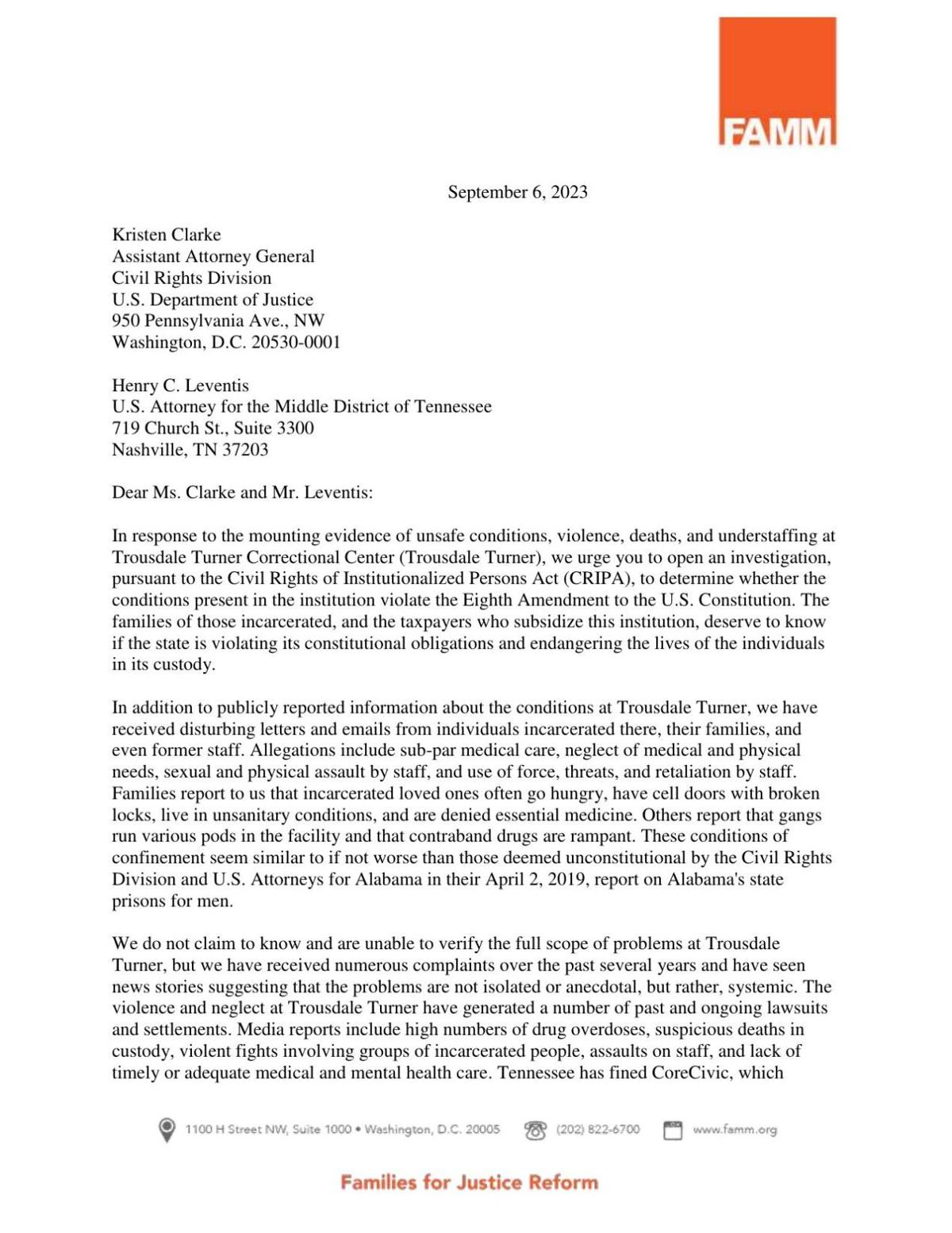 FAMM's Trousdale Turner letter