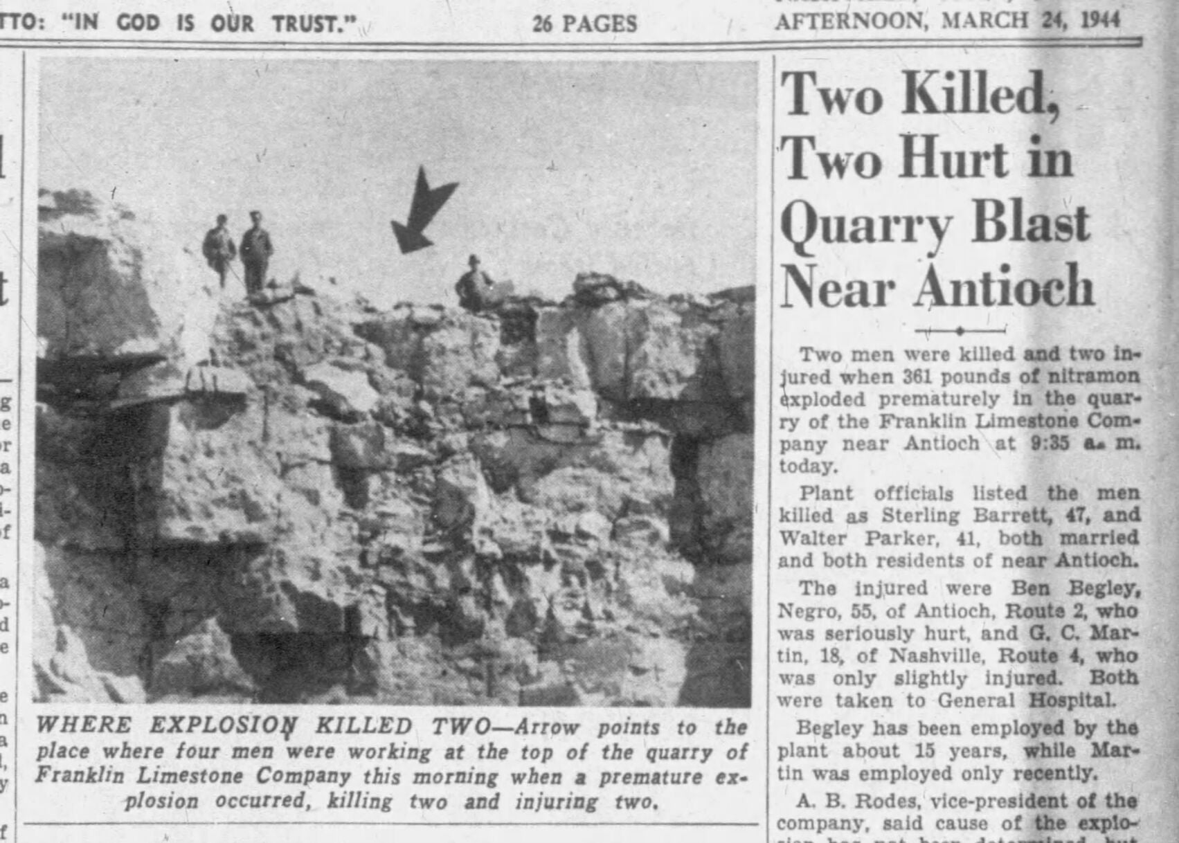 A March 1944 article in the Nashville Banner