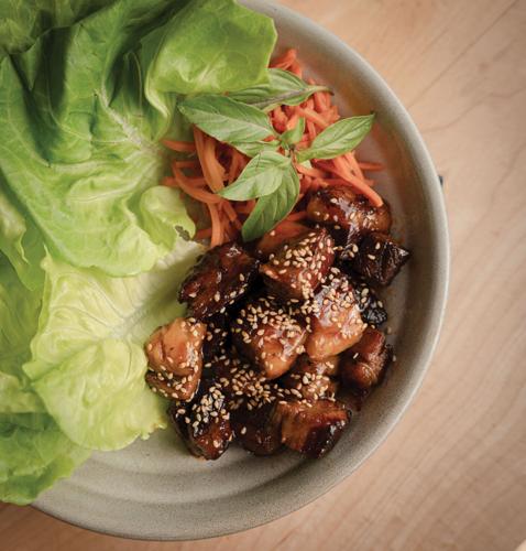 Burnt ends lettuce wraps at Noko