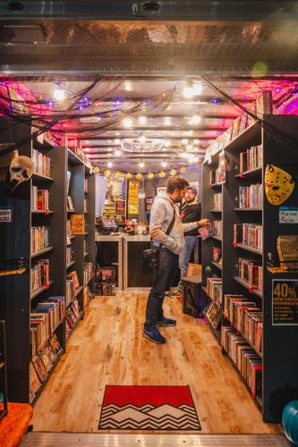 Inside the Press Play physical media truck at the Belcourt during the 15th annual horror movie marathon 12 Hours of Terror, 10/17/2026.