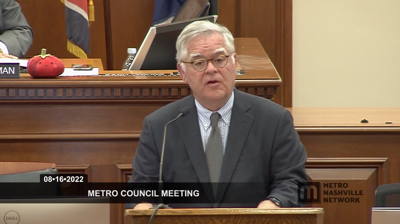 Mayor John Cooper addresses the Metro Council, Aug. 16, 2022
