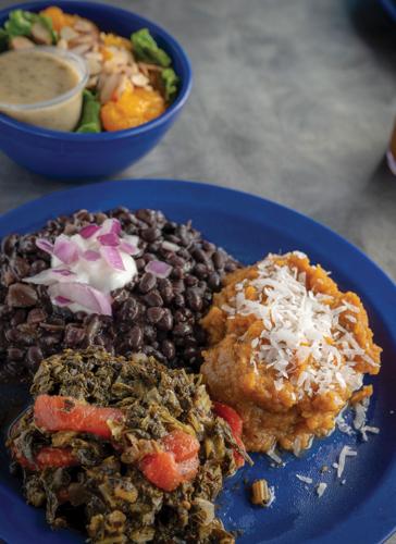 Beans-and-three plate at Calypso Cafe
