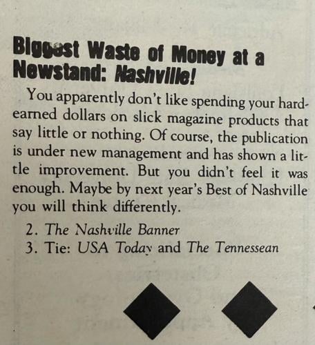 Scan of a print page of the inaugural Best of Nashville issue