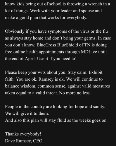 Dave Ramsey Keeps Offices Open After Staffer Tests Positive for COVID-19