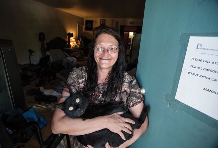 At Casa Blanca Casa Linda, a low-rate apartment complex, office manager Pauline Spalding plays mother, enforcer and badass