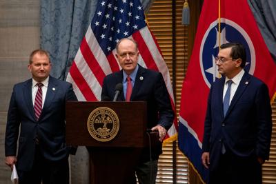 From left: William Lamberth, Jack Johnson and Jonathan Skrmetti celebrate United States v. Skrmetti ruling