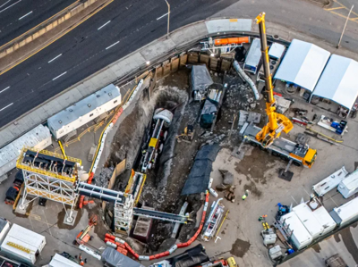 The Boring Company's Music City Loop worksite near the state Capitol, November 2025