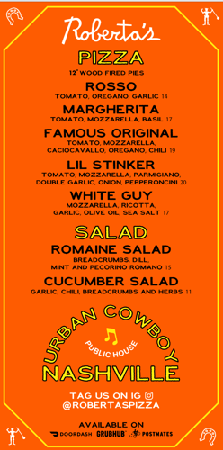 Roberta’s Pizza Pop-Up Continues at Urban Cowboy Public House Through January