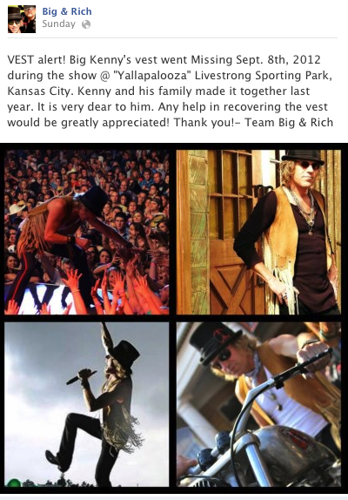 Douchey Duds APB: Big Kenny’s Hillbilly Jedi Vest Goes Missing in Kansas City [Oh, the Humility]