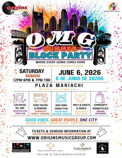 Origins Music Group Summer Block Party 2026 flyer