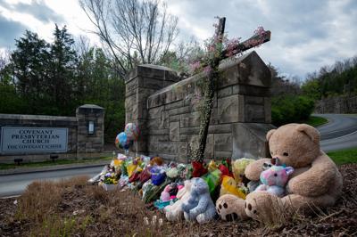 A memorial outside the Covenant School