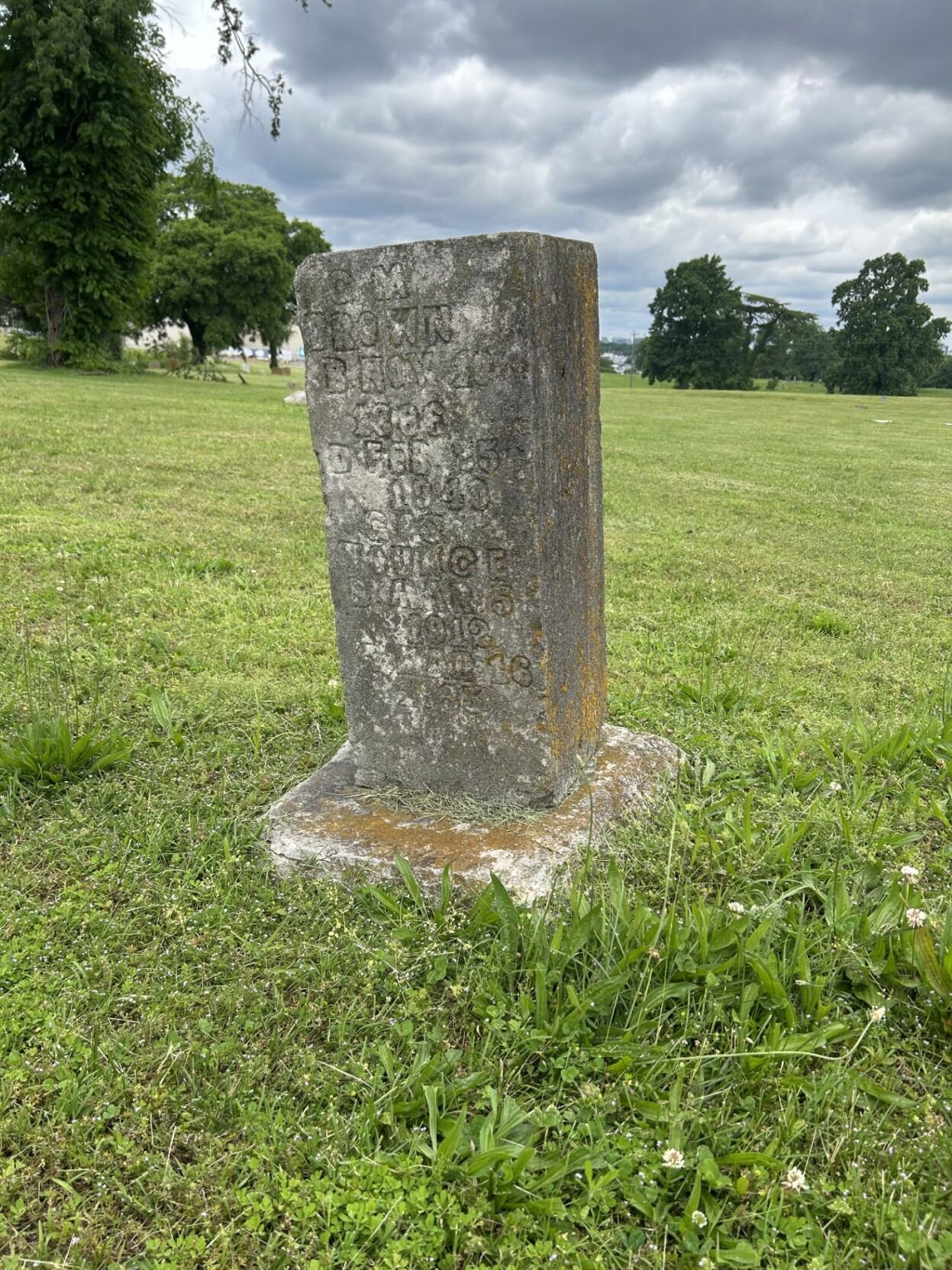 A gravestone at Mt. Ararat Cemetery