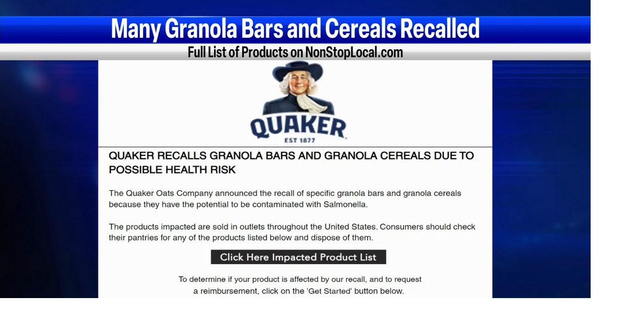 Quaker Oats Recall List: 90 Granola Bars, Other Products To Avoid