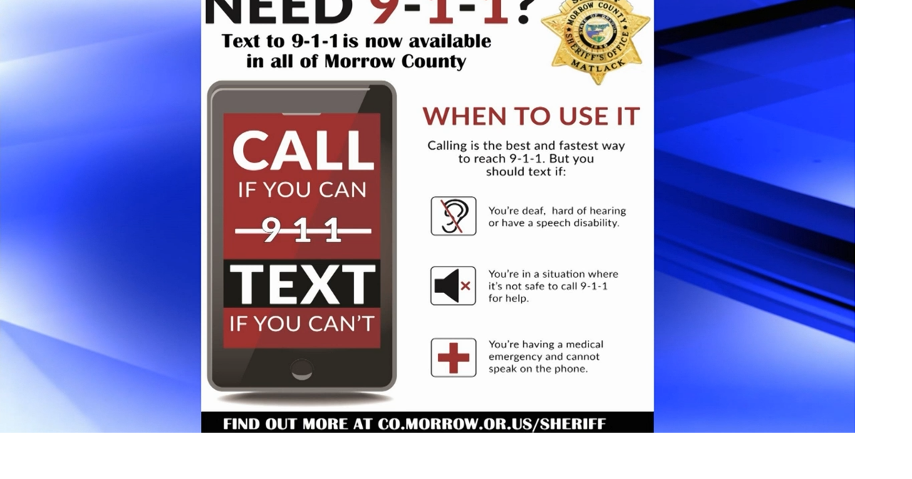 TextTo911 Now Available in Morrow County More