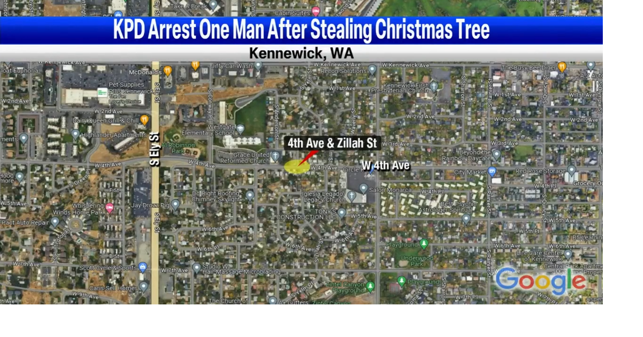 Man running with stolen Christmas tree stopped in Kennewick News