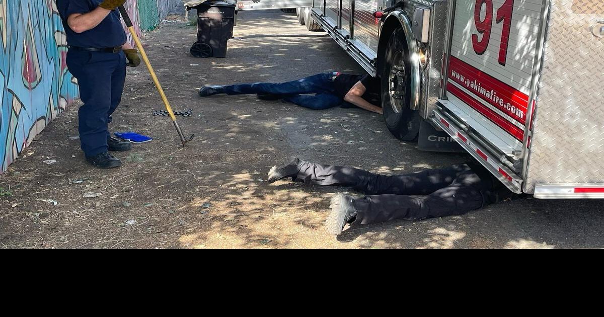 Yakima Firefighters helping the Yakima Animal Control with a porcupine