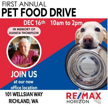 RE MAX celebrating new real estate office with pet food drive