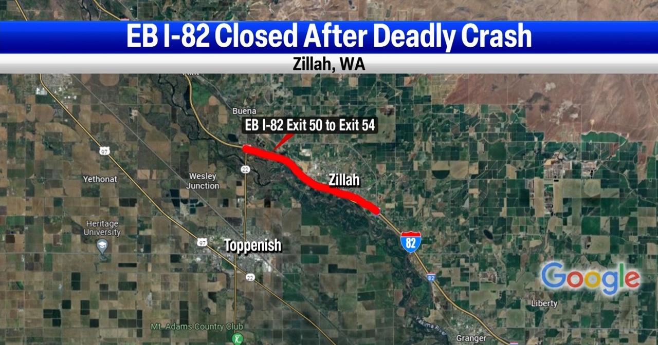 Eastbound I-82 reopened between Toppenish and Zillah after deadly crash - Vimarsana News