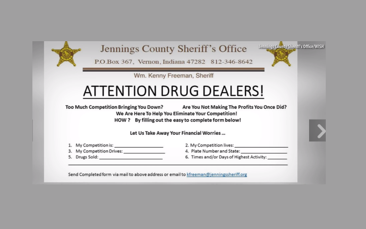 Sheriff S Department Asks Drug Dealers Turn In Their Competition By Filling Out Submission Form News Nbcrightnow Com