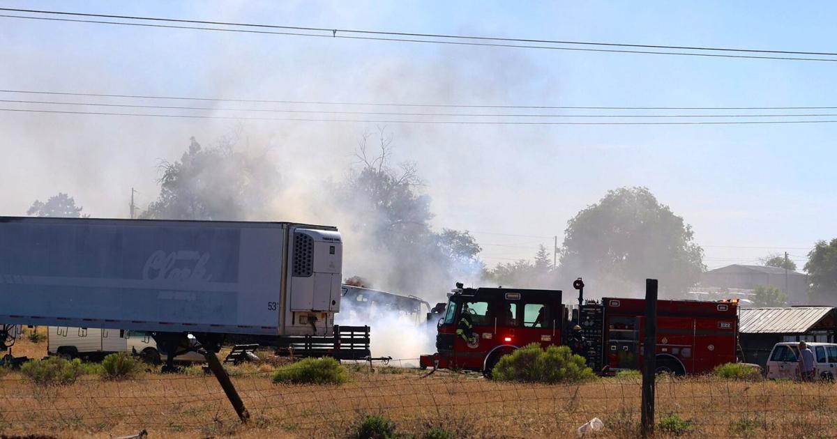 Hermiston RV fire sparks brush blaze, nearby property protected