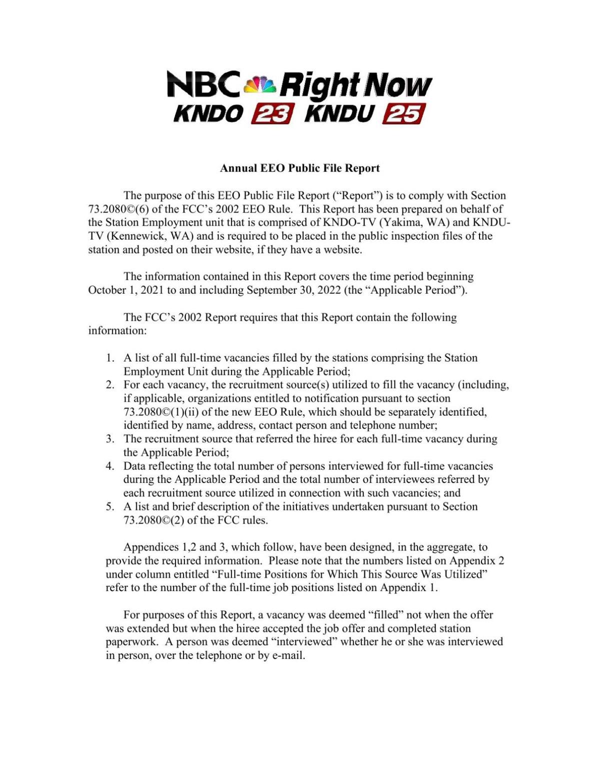 KNDU-KNDO Annual EEO Report (2022)