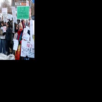 People protest against the planned conversion of a warehouse into an immigrant detention center in Roxbury, New Jersey